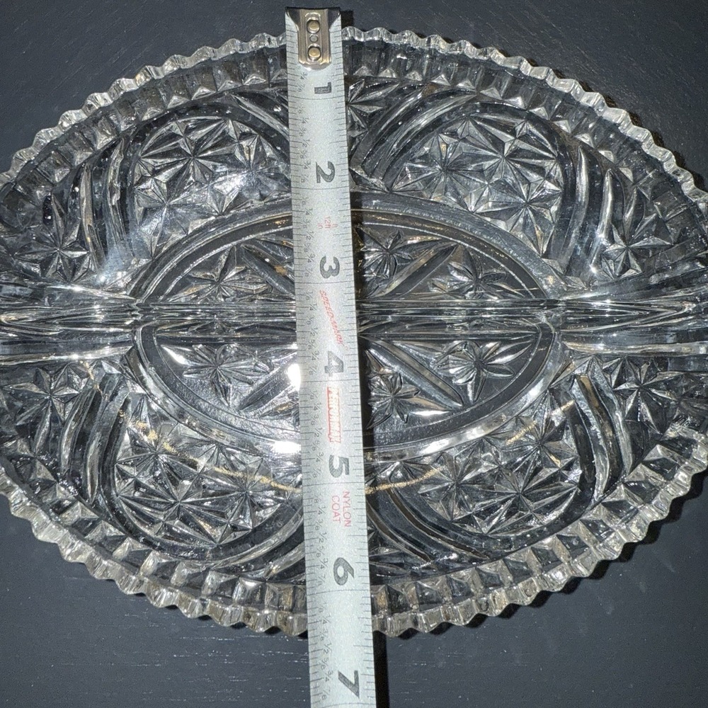 Relish Dish‎ Stars and Bars Pressed Glass Divided Tray Vintage Platter - Picture 4 of 5